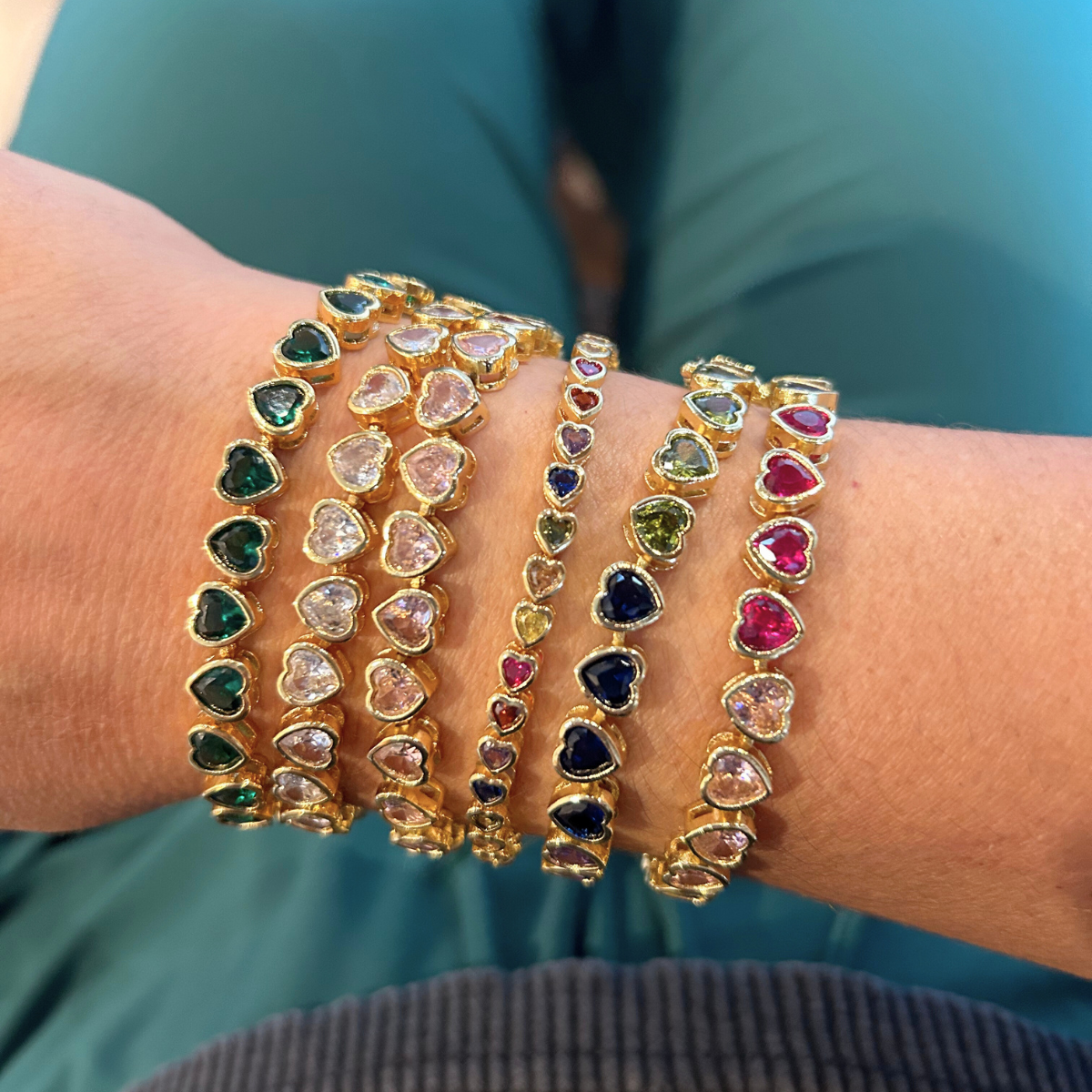 Emerald Hearts Kaleidoscope Bracelet