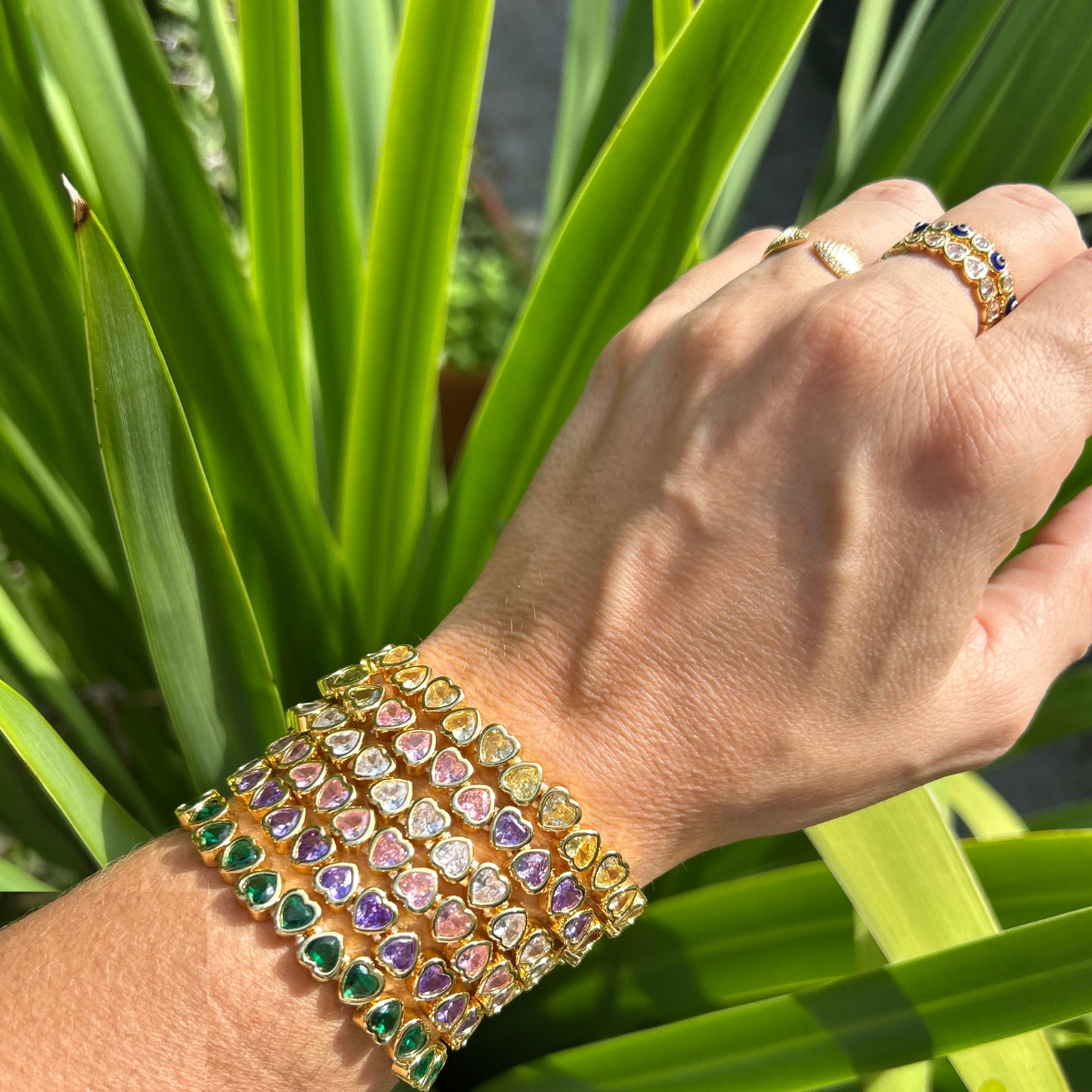 Rainbow Hearts Kaleidoscope Stretch Bracelet