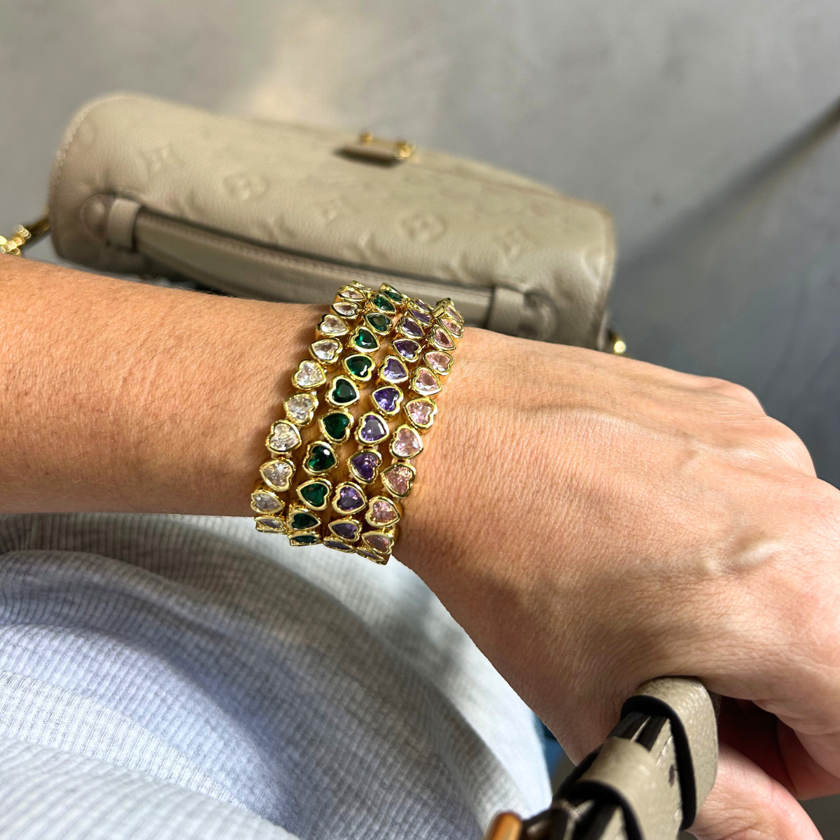 Pink Hearts Kaleidoscope Stretch Bracelet