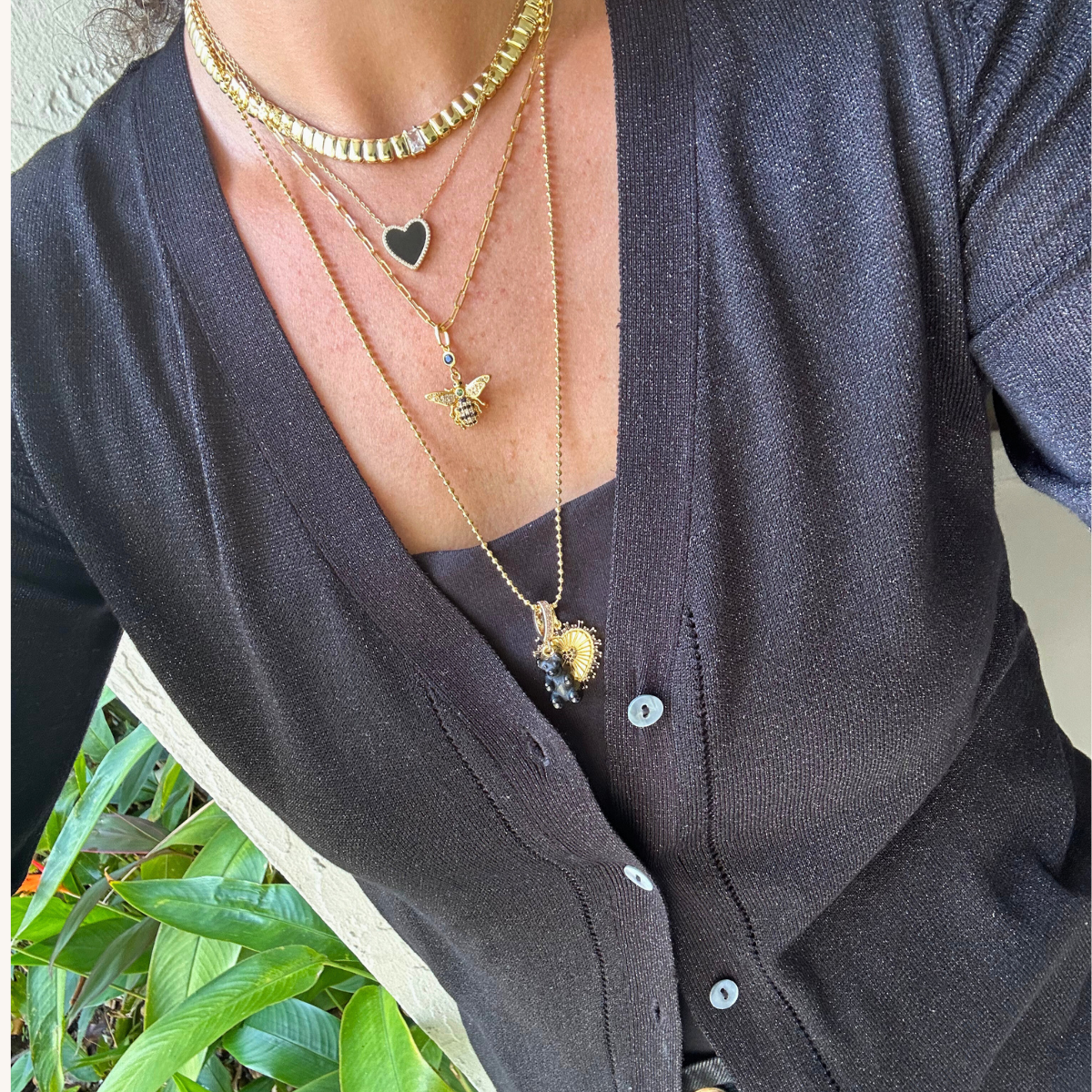 Fluted Heart Amour de Soi Stone Charm