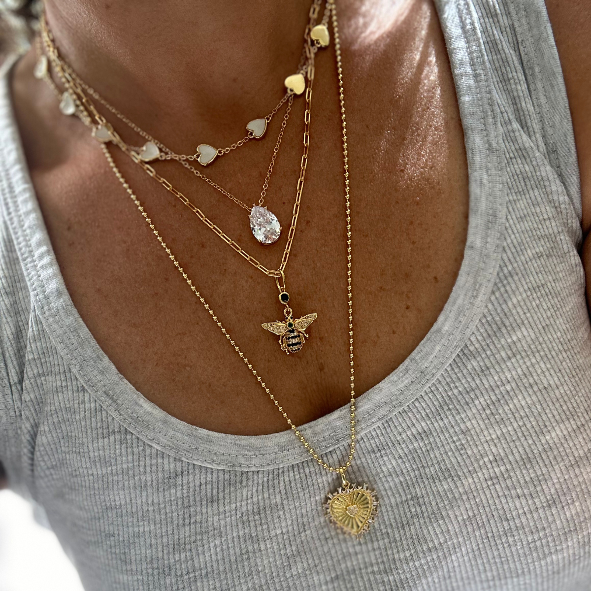 Fluted Heart Amour de Soi Stone Charm