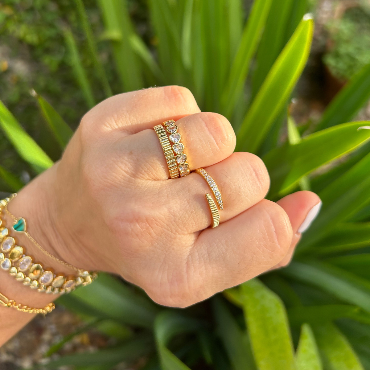 Cleo Serpent Pave and Fluted Ring