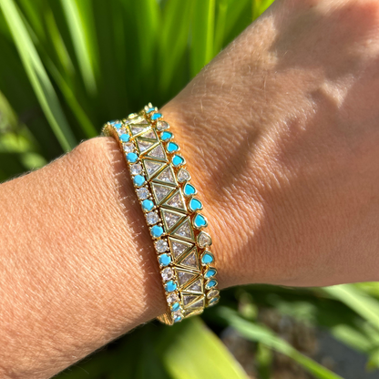 Turquoise & Diamond Mykonos Tennis Bracelet