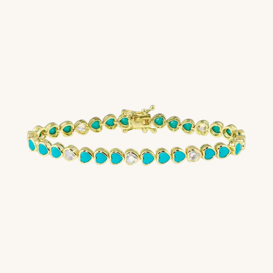 Turquoise Mini Hearts Kaleidoscope Bracelet