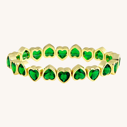 Emerald Hearts Kaleidoscope Stretch Bracelet