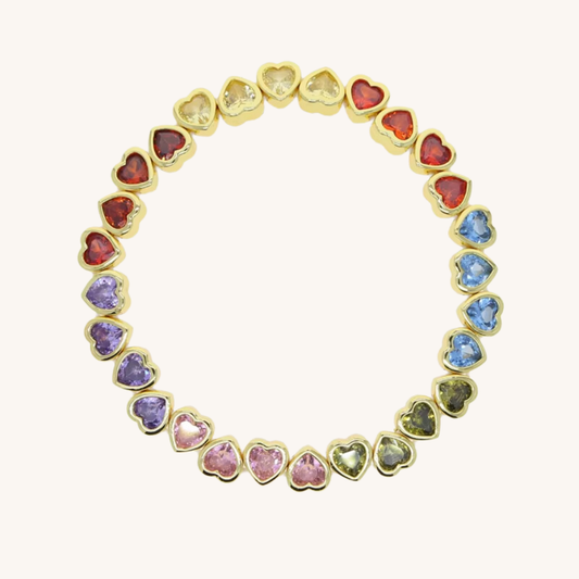 Rainbow Hearts Kaleidoscope Stretch Bracelet