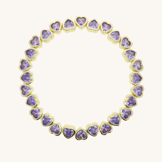 Purple Hearts Kaleidoscope Stretch Bracelet