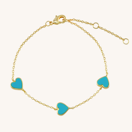 Lovely Enamel Hearts Bracelet