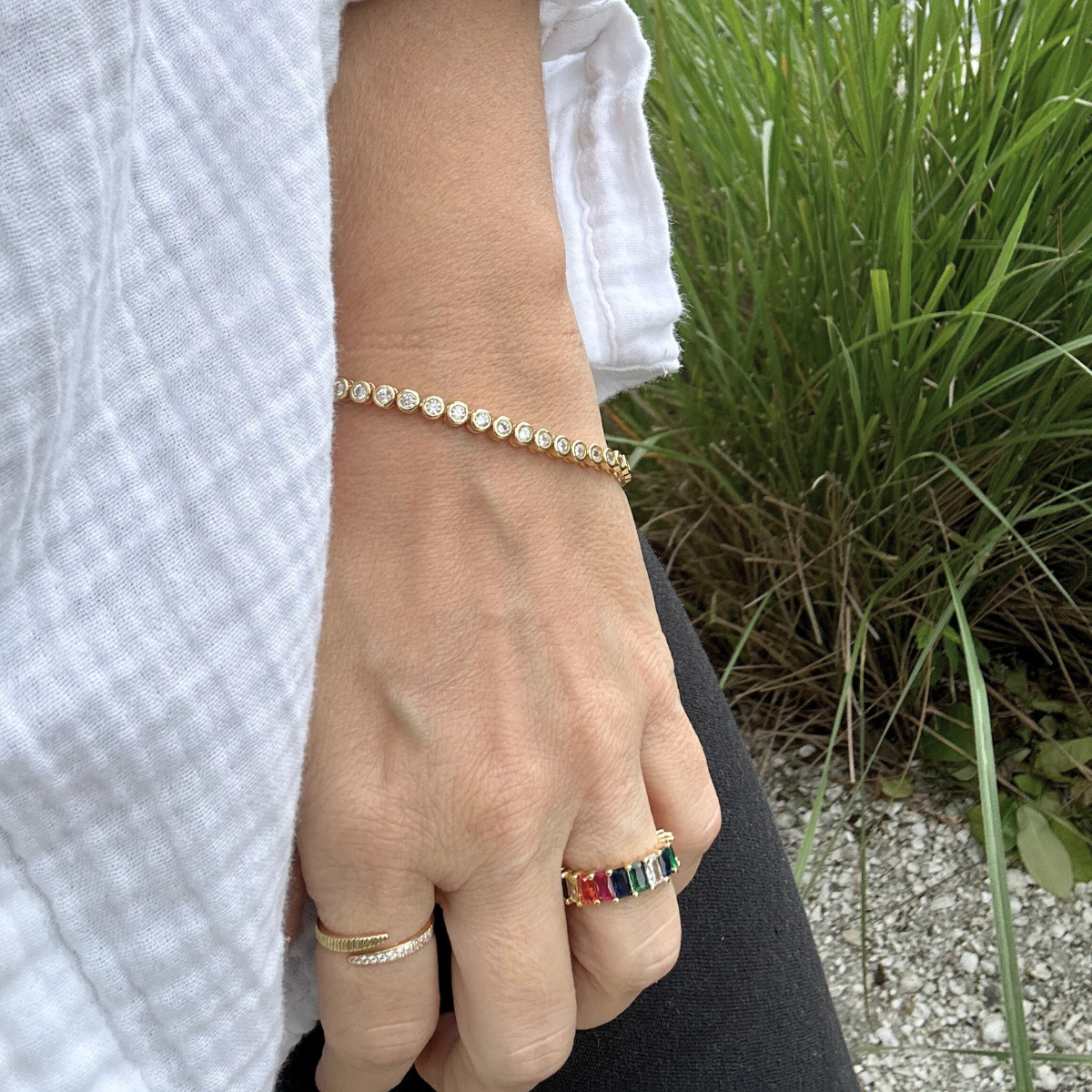 Rainbow Baguette Ring