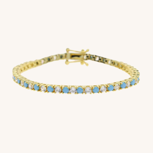 Turquoise & Diamond Mykonos Tennis Bracelet