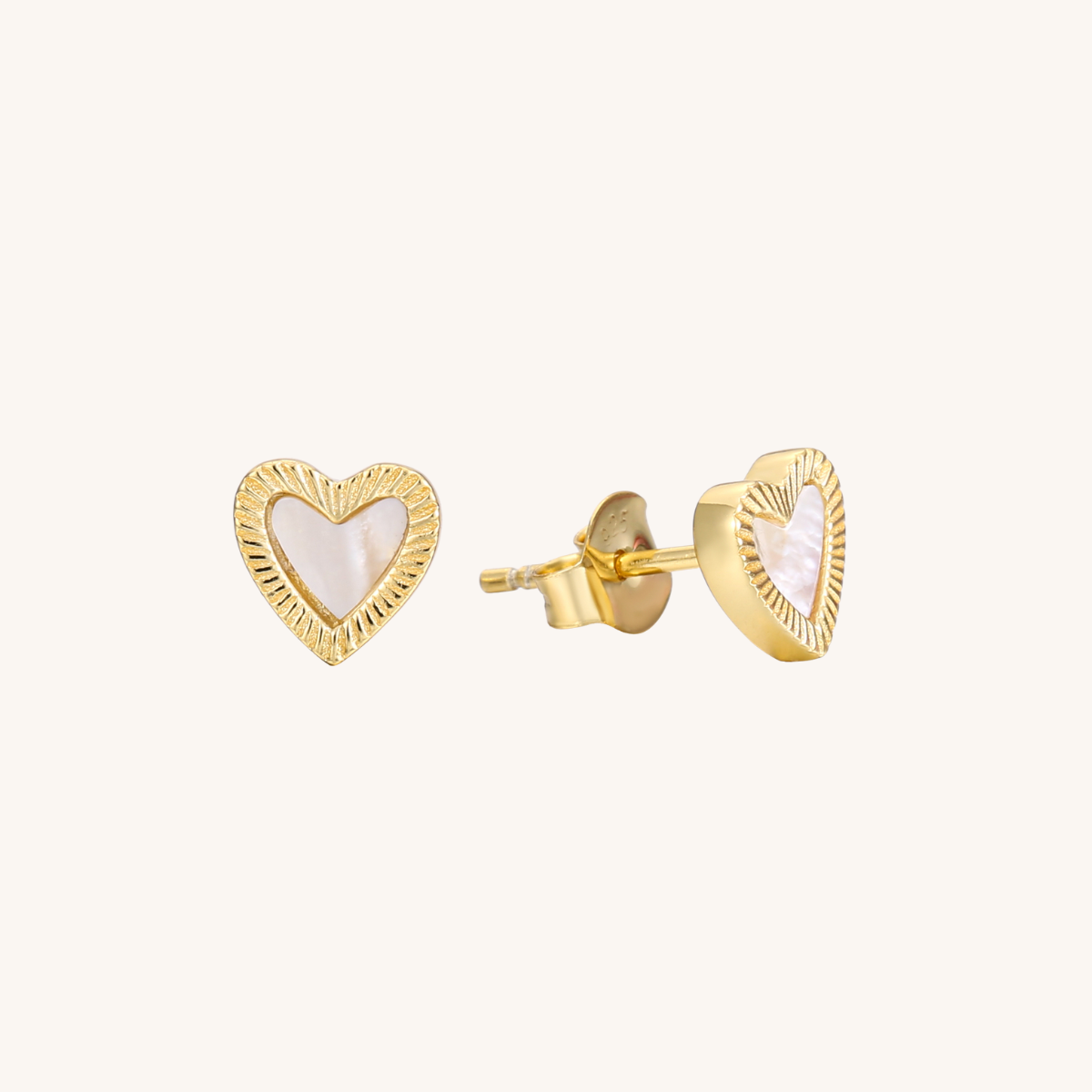 Fluted Stone Heart Amour de Soi Earrings