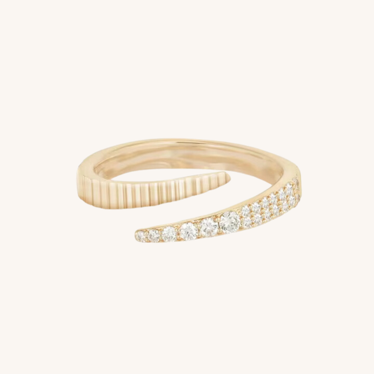 Cleo Serpent Pave and Fluted Ring