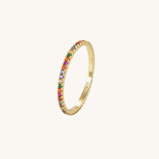 Rainbow Skinny Pave Bands