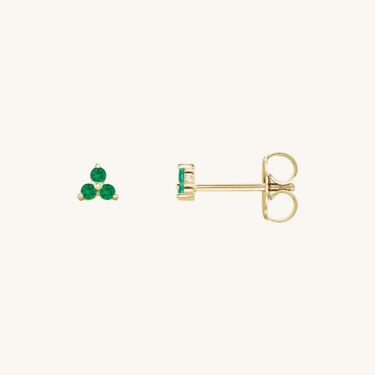 Small Trio Emerald Studs